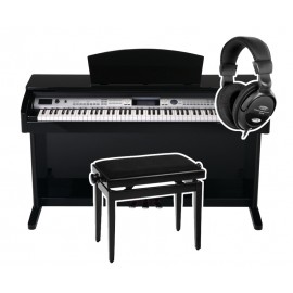 Classic Cantabile DP-400 digitale pianoset, zwart hoogglans, inclusief bankje en hoofdtelefoon 