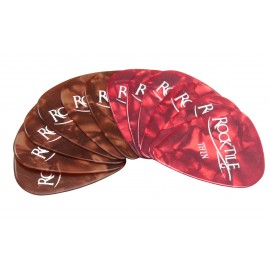 Originele Rocktile Plectrums, Red Thin, 12 stuks
