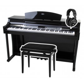 Classic Cantabile DP-60 digitale pianoset, zwart hoogglans, inclusief bankje en hoofdtelefoon
