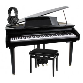 Classic Cantabile GP-300 Digitale vleugelset, zwart hoogglans, inclusief bankje en hoofdtelefoon