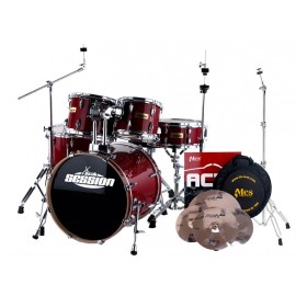 XDrum Stage II complete Drumset, doorschijnend rood, incl. MES Bekkenset en bekkenstandaard
