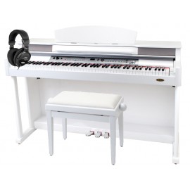 Classic Cantabile DP-60 digitale pianoset, wit hoogglans, inclusief bankje en hoofdtelefoon
