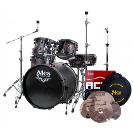 MES Black Fusion Drumset, incl. MES Act Series Bekkenset