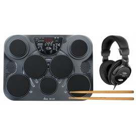 XDrum DD-150 Set zwart, met koptelefoon en sticks