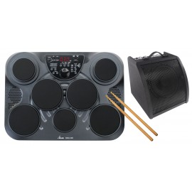 XDrum DD-150 Set zwart met versterker en sticks