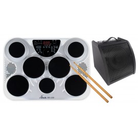 XDrum DD-150 Set zilver met versterker en sticks