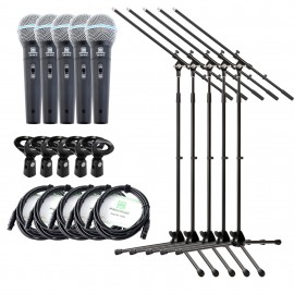 Pronomic DM-58-B vocaal microfoon starter set 5x inb. micro, XLR kabel, klem, statief