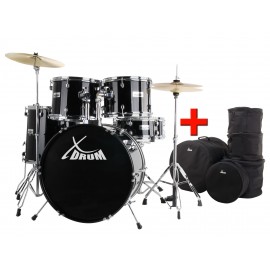 Xdrum Semi Slagwerkset 22", Black, plus tassen