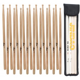 10 paar XDrum SD1 wood hickory drumsticks, sticktas inbegrepen