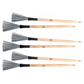 3x set Xdrum WTD-1L wire tap drumstick borstels lang dubbelgebruik als bezem oder stick mogelijk