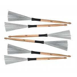 XDrum WTD-1S wire tap drumstick borstels kort 3 paar