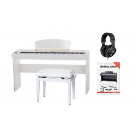 Classic Cantabile SP-20 BK podiumpiano wit set met houten stander, bank, koptelefoon