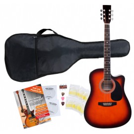 Classic Cantabile westerngitaar met pickup beginnerset 5-delige toebehoorset sunburst inbegrepen