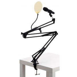 Pronomic USB-20 radioshow bundel, popbeschermer goud en microfoonarm inb.