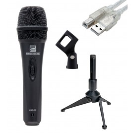 Pronomic USB-20 USB microfoon SET tafelmicrofoonstatief zwart