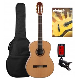 Rocktile CG-70 concertgitaar fijne spar 4/4 natuur set: tas, clip tuner en leermethode inbegrepen
