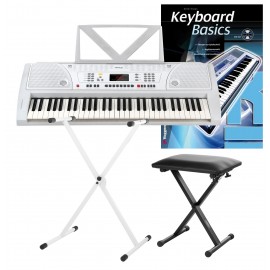 FunKey 61 Keyboard Weiß SET inkl. Keyboardständer,_1